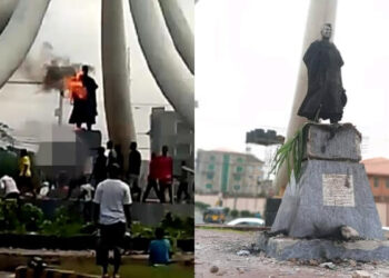 #EndSARS Protesters Desecrate Zik’s Statue