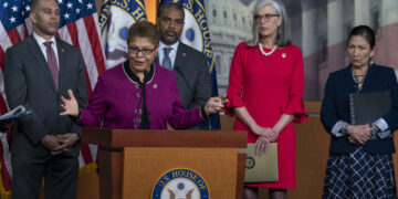 Hakeem Jeffries, Karen Bass, Steven Horsford, Katherine Clark, Deb Haaland