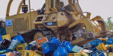 PHOTOS: Kano State Hisbah  Board destroys 1,975,000 bottles of  beer worth N200m