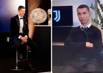 Ronaldo’s facial expression showed he was unhappy after being snubbed for FIFA best player award