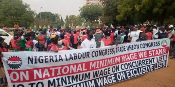 JUST IN: NLC Stages Massive Protest At NASS Over Plans To Amend Minimum Wage
