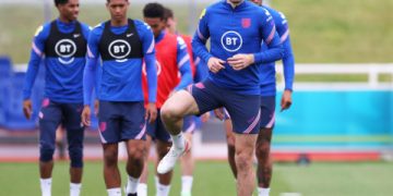 Harry Maguire trains ahead of Euros opener vs Croatia