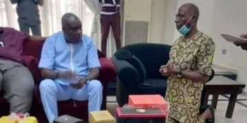 Nigerians React To Photo of Senator James Manager Kneeling Before Ex-Gov Ibori