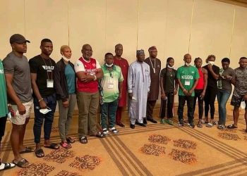 National Embarrassment: Nigeria’s Contingent Arrive Tokyo In Arsenal Jerseys