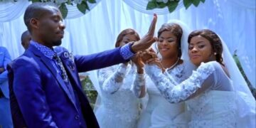 PHOTOS: Man Marries Identical Triplets In Congo