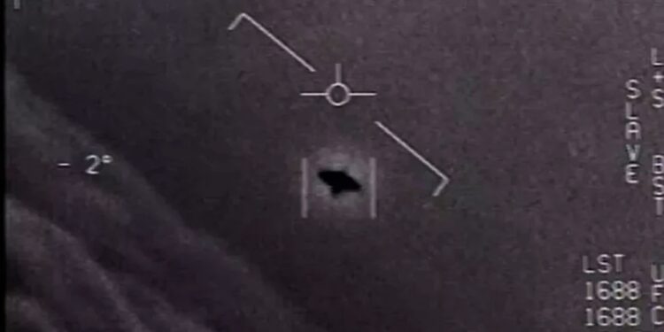 An unidentified aerial phenomenon (UAP), as captured by the sensors of a U.S. Navy jet. (Image credit: DoD/US Navy).