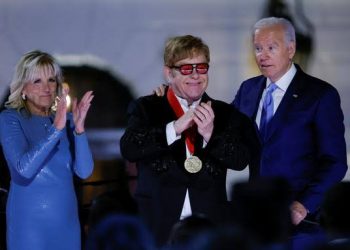 Elton John In Tears As President Biden Surprises Him With Medal At White House Gig