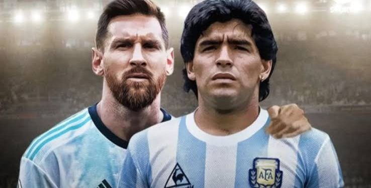 Lionel Messi and Diego Maradona