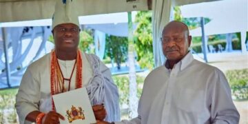Foremost Nigerian Traditional Ruler, Ooni Of Ife Holds Talks With Ugandan President, Museveni