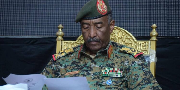 Sudan's army chief General Abdel Fattah al-Burhan attends during a civil service conference in Port Sudan on April 29, 2025.