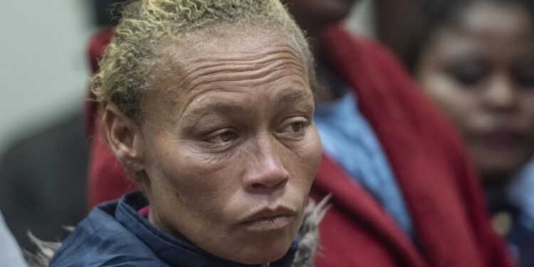 Kelly Smith, the mother of missing Joshlin Smith, appears in court in Vredenburg, South Africa, Thursday, March 7, 2024