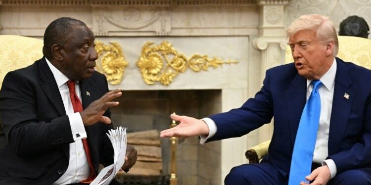 Trump and Ramaphosa during the meeting at the Oval Office, May 21, 2025