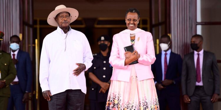 Ugandan President Yoweri Museveni and wife Janet