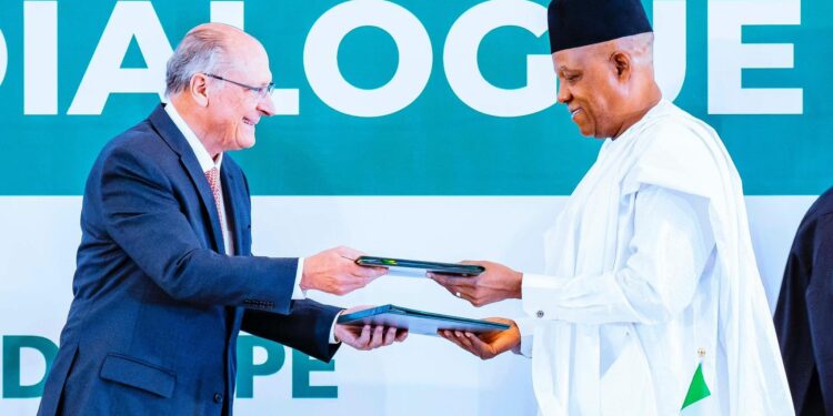 Nigeria's Vice President (Right) and Brazilian Vice President, Geraldo Alckmin