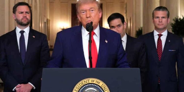 US President Donald Trump delivers an address to the nation at the White House in Washington, DC on June 21, 2025, following US strikes on Iran's nuclear facilities