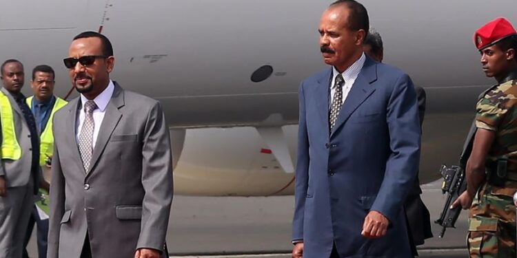 Ethiopian Prime Minister, Abiy Ahmed (left) and Eritrean President Isaias