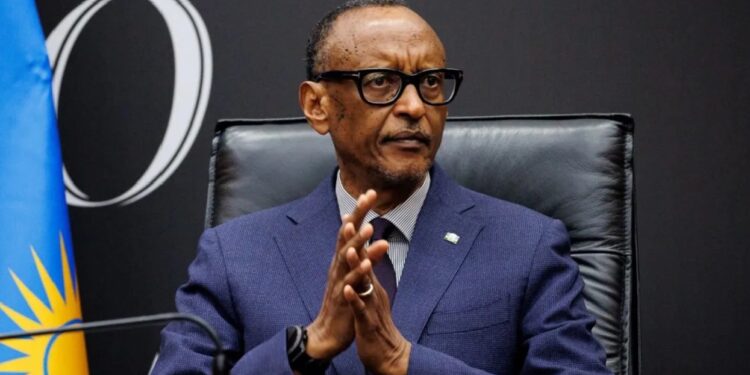 The President of Rwanda, Paul Kagame, holds a press conference after the start of 100 days of remembrance, as Rwanda commemorates the 30th anniversary of the Tutsi genocide, on April 8, 2024 in Kigali, Rwanda