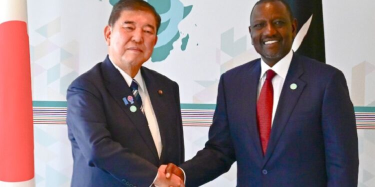 Japan Prime Minister Shigeru Ishiba with President William Ruto at the 9th Tokyo International Conference on African Development, Yokohama City