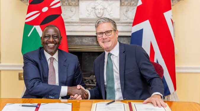 Kenya's President, William Ruto during a bilateral meeting with UK Prime Minister Rt. Hon. Sir Keir Starmer at 10 Downing Street, London, where they signed the Kenya-UK Strategic Partnership agreement, July 2025