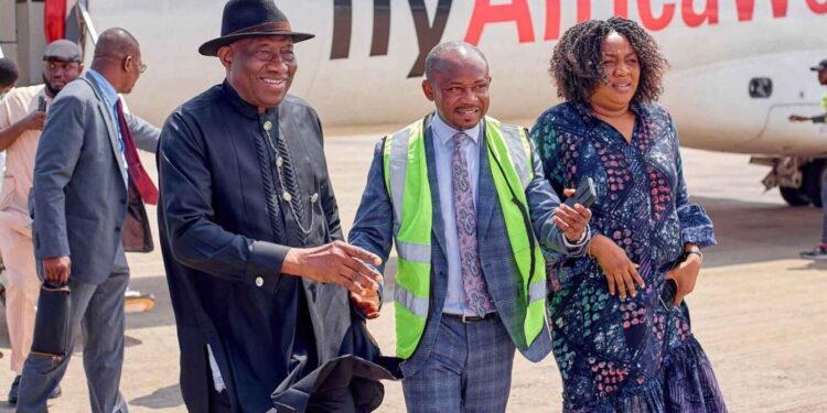 Former Nigeria's President, Goodluck Jonathan arrives Accra, Ghana on Monday, September 15 ahead of the Diagnosis