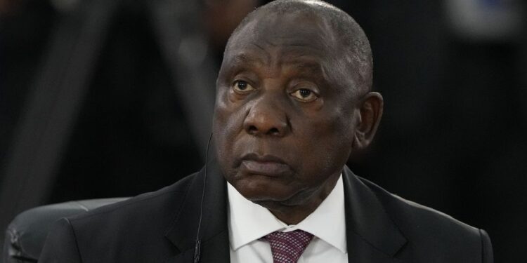 South Africa's President Cyril Ramaphosa attends the 17th annual BRICS summit in Rio de Janeiro, Sunday, July 6, 2025.