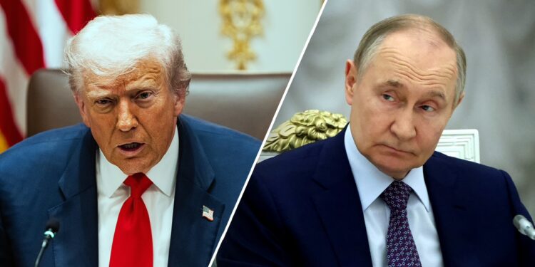 Combo photo of Presidents Donald Trump and Vladimir Putin