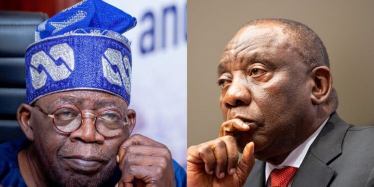Combo picture of Nigerian President, Bola Tinubu and his South African counterpart, Cyril Ramaphosa