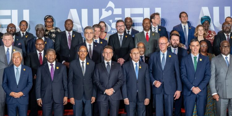 Group photo from the summit in Angola, where the 27 member states of the European Union come together with the 55 nations of the African Union.