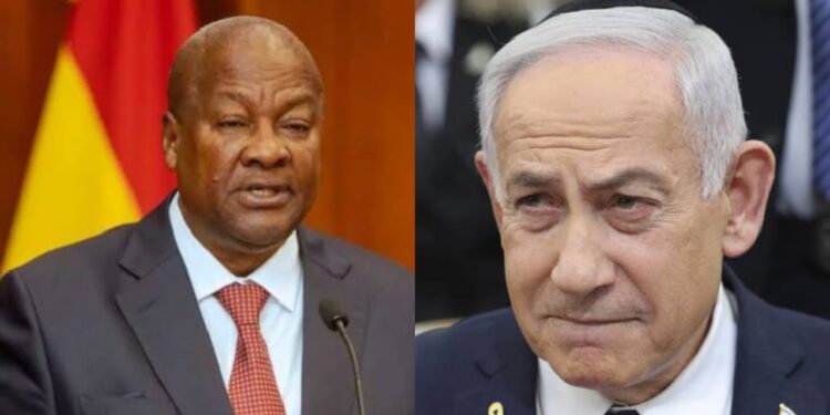 Combo picture of Ghana's President John Dramani Mahama and Israeli Prime Minister Benjamin Netanyahu
