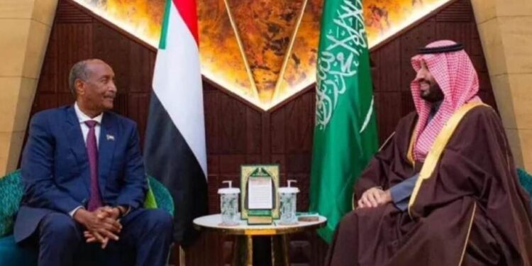 Abdel Fattah al Burhan meets with the Crown Prince Mohamed ben Salman in Riyadh on Dec 15, 2025