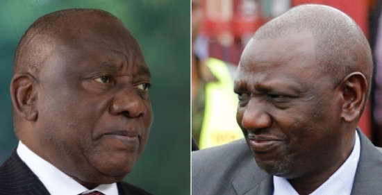L-R: South African President Cyril Ramaphosa and his Kenyan counterpart, William Ruto
