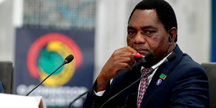 Zambia's President Hakainde Hichilema attends a meeting with then U.S. President Joe Biden at a Carrinho facility, near Lobito, Angola, December 4, 2024
