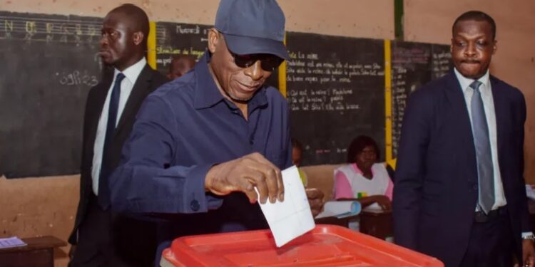 Benin President Patrice Talon votes at a polling station in Cotonou on January 11, 2026