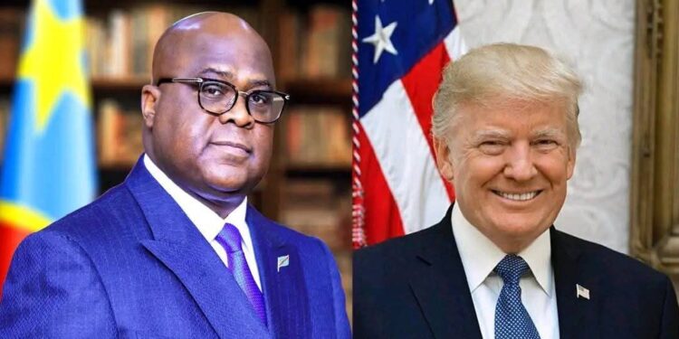Combo picture of DRC President, Felix Tshisekedi and his US counterpart, Donald Trump