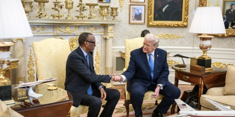 R-L: US President Donald Trump and his Rwandan counterpart, Paul Kagame