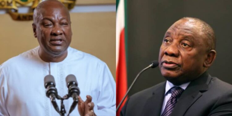 Ghana's President John Dramani Mahama and his South African counterpart, Cyril