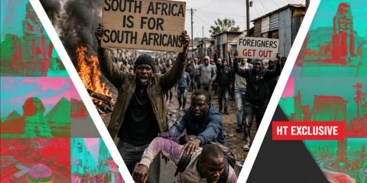 Scene of xenophobic demonstrations