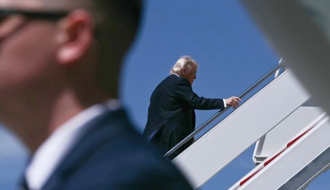 US President Donald Trump boards Air Force One at Joint Base Andrews, Maryland, on May 12, 2026 as he departs for a 3-day state visit to China