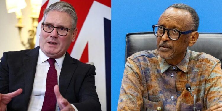 L-R: British Prime Minister Keir Starmer and Rwandan President, Paul Kagame