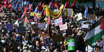 Thousands Of Protesters Hit Streets Of Geneva Ahead Of G7 Summit Monday