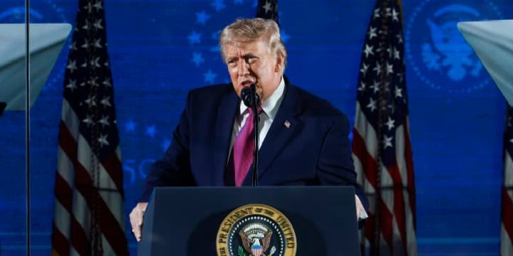 US President Donald Trump delivers remarks during the Independence Day events at Mount Rushmore National Memorial in Keystone, South Dakota, July 3, 2026
