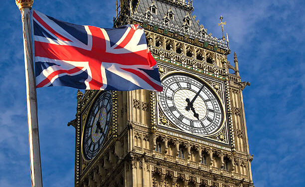 Union jack flagon pole and Big Ben